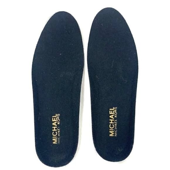 Michael Kors Fulton Harness Glossy Rubber Boots w/Gold Logo Black/Brown, Size 6 - Picture 11 of 11